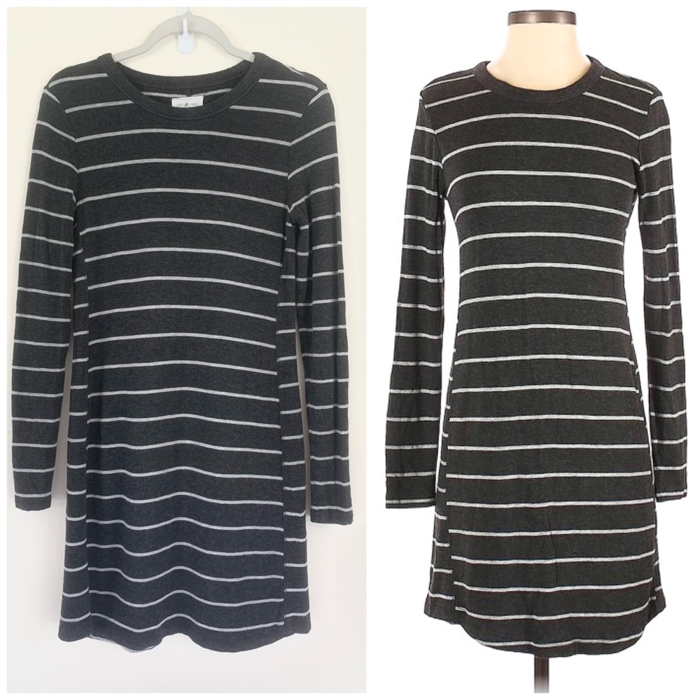 Lou & Grey Signaturesoft Striped Knit Long-sleeve Dress